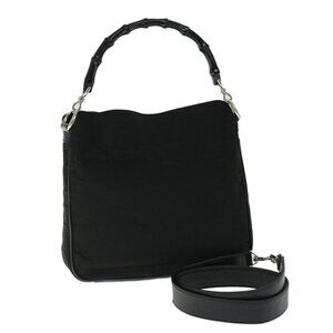 GUCCI Bamboo Hand Bag Nylon 2way Black